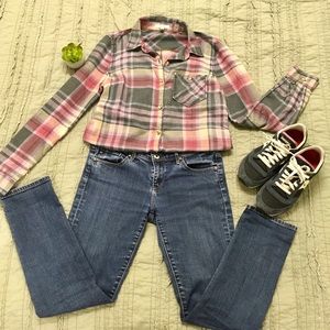 EUC Maurice’s plaid cotton button down shirt